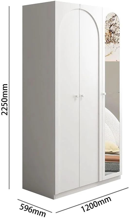 کمد لباس 3 درب آینه دار Danube Home Calm | کمد فوق العاده محکم، کمد نگهداری لباس | کابینت درب لولایی مدرن و صرفه جویی در فضا برای اتاق خواب L120xW59.6xH225 سانتی متر - سفید