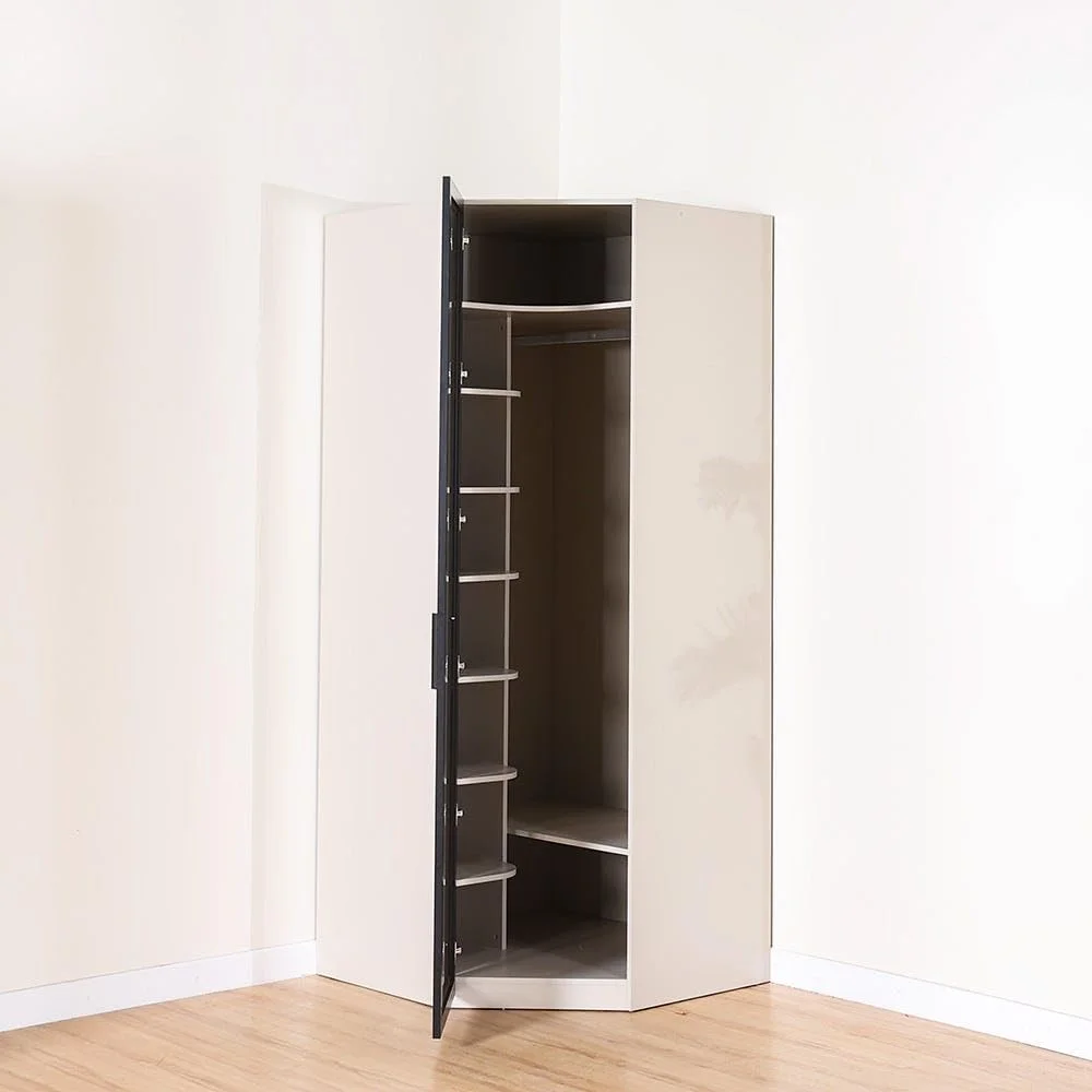 کمد گوشه ای دفنه Danube Home | کمد لباس بسیار محکم | کابینت مدرن و صرفه جویی در فضا برای اتاق خواب 97x97x230 سانتی متر کرم/مشکی