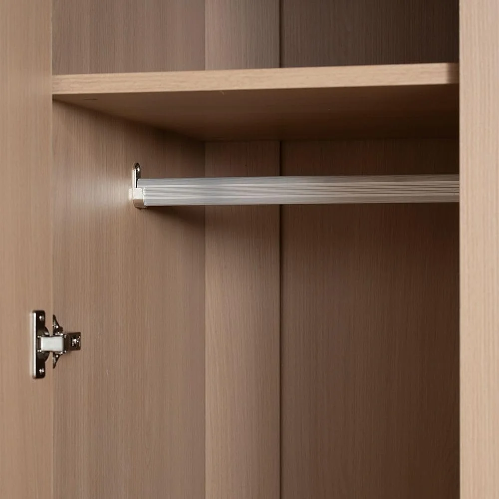 کمد لباس سه درب آینه دار Travvy Danube Home | کمد لباس محکم | طراحی مدرن و صرفه جویی در فضا با درب لولایی مناسب اتاق خواب، ابعاد L120xW60xH220 سانتی متر - بژ تیره