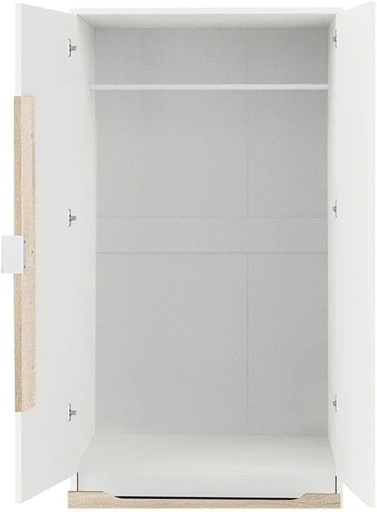 کمد لباس دو درب آئورا با کشو Danube Home | کمد لباس فوق العاده محکم | کابینت مدرن و صرفه جویی در فضا برای اتاق خواب 80x53x181.7 سانتی متر سفید/طبیعی