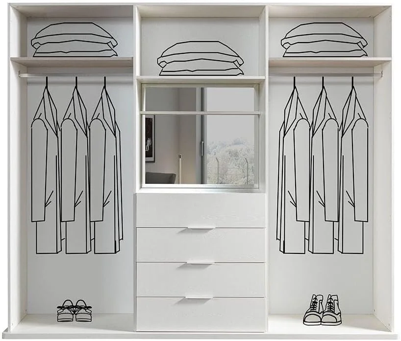 کمد لباس 4 درب Danube Home مدل Erza | کمد فوق العاده محکم، کابینت نگهداری لباس | کابینت درب لولایی مدرن و صرفه جویی در فضا برای اتاق خواب، طول 260 x عرض 58.5 x ارتفاع 220 سانتی متر - سفید