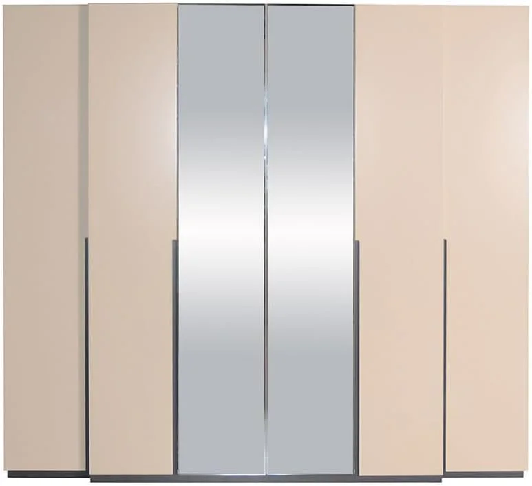 کمد لباس 6 درب مولیگان Danube Home با 2 آینه | کمد لباس محکم | کابینت درب دار مدرن و صرفه جویی در فضا برای اتاق خواب ابعاد L240.4xW61.8xH220cm - خاکی