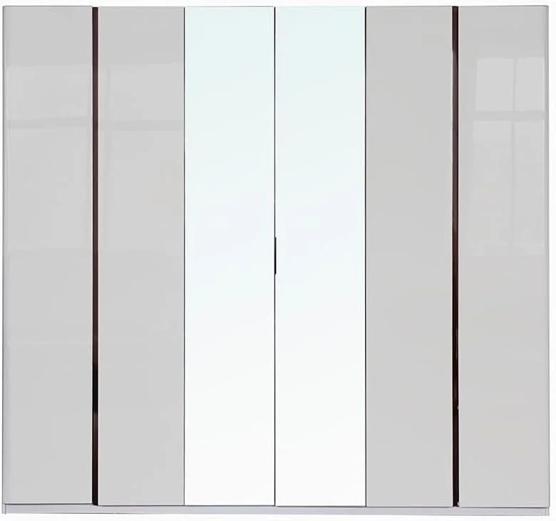 کمد لباس 6 درب آینه دار سانتلمو Danube Home | کمد لباس فوق العاده محکم | کمد درب لولایی مدرن و صرفه جویی در فضا برای اتاق خواب، ابعاد L238.2xW59.8xH220cm - HG خاکستری روشن