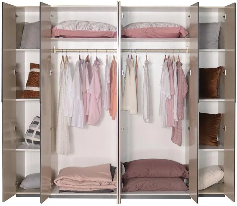 کمد لباس 6 درب مولیگان Danube Home با 2 آینه | کمد لباس محکم | کابینت درب دار مدرن و صرفه جویی در فضا برای اتاق خواب ابعاد L240.4xW61.8xH220cm - خاکی کمد لباس 6 درب مولیگان Danube Home با 2 آینه | کمد لباس محکم | کابینت درب دار مدرن و صرفه جویی در فضا برای اتاق خواب ابعاد L240.4xW61.8xH220cm - خاکی