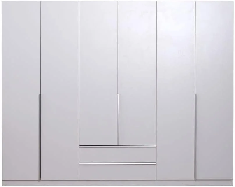 کمد لباس 6 درب دانوب هوم مدل بروکلین | کمد فوق العاده محکم، کمد نگهداری لباس | کابینت مدرن و صرفه جویی در فضا برای اتاق خواب، طول 269.7 x عرض 49.5 x ارتفاع 216 سانتی متر - سفید