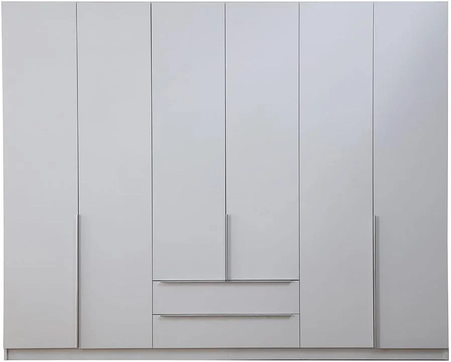 کمد لباس 6 درب دانوب هوم مدل بروکلین | کمد فوق العاده محکم، کمد نگهداری لباس | کابینت مدرن و صرفه جویی در فضا برای اتاق خواب، طول 269.7 x عرض 49.5 x ارتفاع 216 سانتی متر - سفید