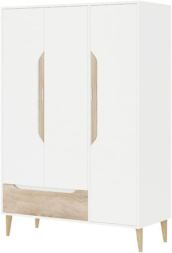 کمد لباس 3 درب آئورا با کشو دانوب هوم - سفید/طبیعی