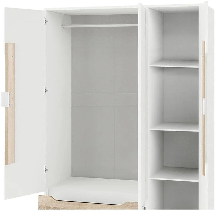 کمد لباس 3 درب آئورا با کشو دانوب هوم - سفید/طبیعی