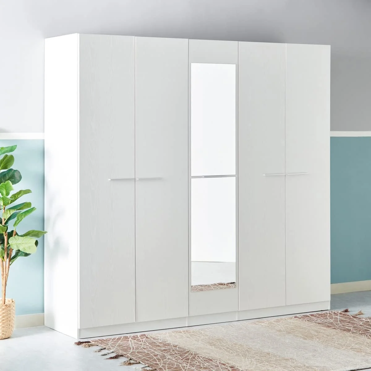 کمد لباس 5 درب فرانکفورت هوم باکس با آینه 59.6 x 216 x 226.6 سانتی متر سفید