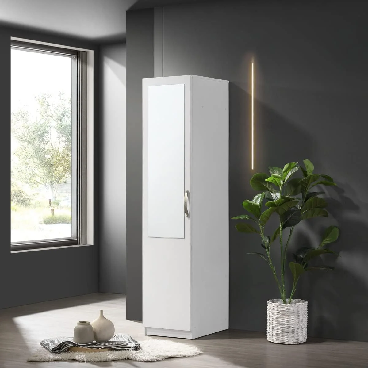 کمد لباس یک درب آینه دار Kulltorp Plus هوم باکس 52 X 182 X 40 سانتی متر سفید