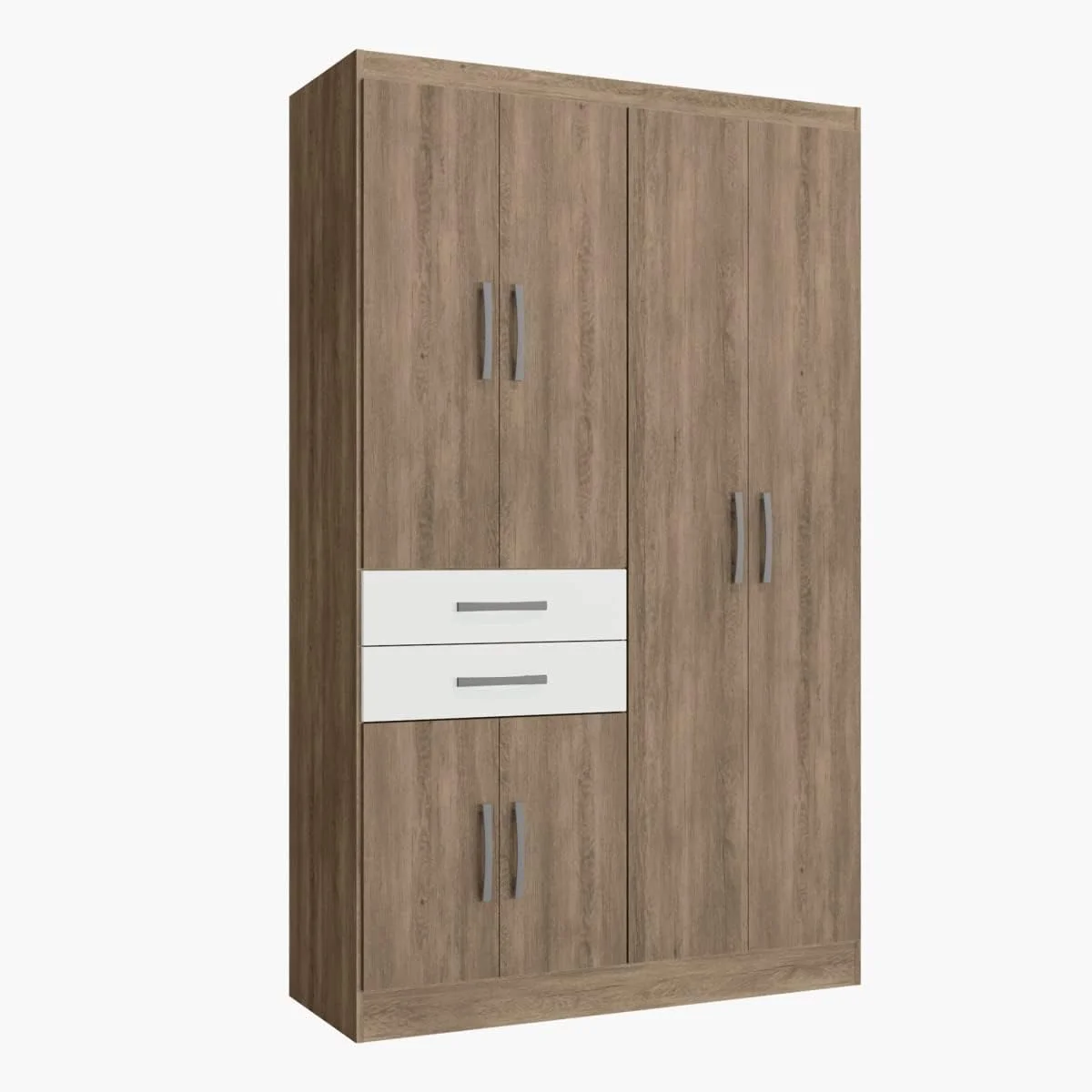 کمد لباس 6 درب Home Box مدل Fortaleza Luis با 2 کشو، قهوه ای، ابعاد 45x200x121 سانتی متر