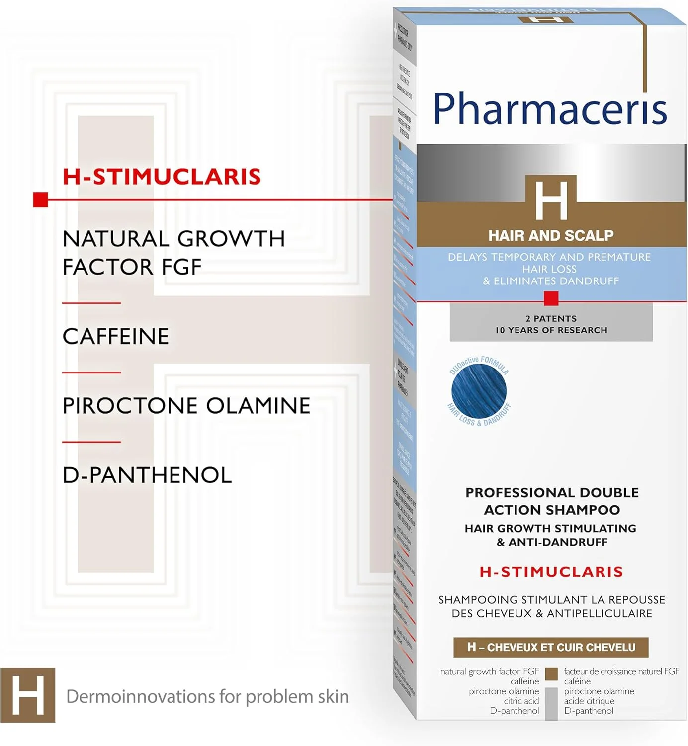 شامپو ضد شوره و محرک رشد مو فارماسریز سری H-Stimularis، 250 میلی لیتر - فرمولاسیون حرفه ای با عملکرد دوگانه به همراه D-Panthenol برای تعادل پوست سر و تقویت مو