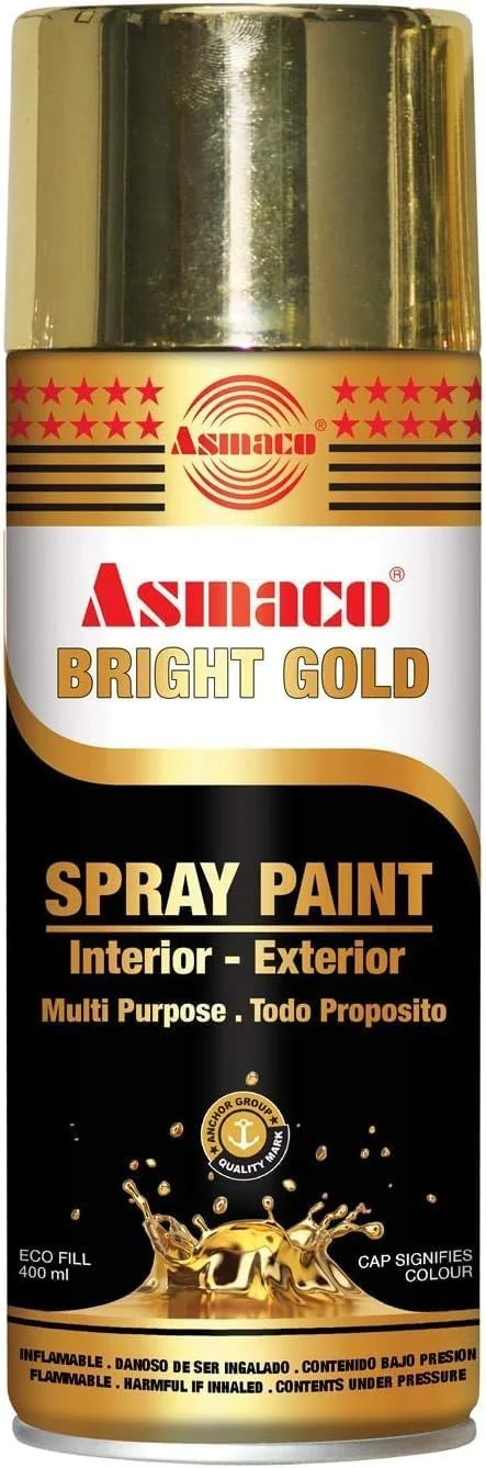 اسپری رنگ طلایی روشن آسماکو 400 میلی لیتر، اکو فیل، چند منظوره، مناسب برای داخل و خارج ساختمان، رنگ آکریلیک خشک شونده سریع اسپری رنگ طلایی روشن آسماکو 400 میلی لیتر، اکو فیل، چند منظوره، مناسب برای داخل و خارج ساختمان، رنگ آکریلیک خشک شونده سریع
