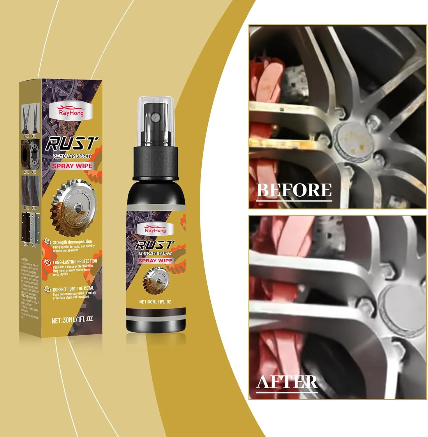 اسپری پاک کننده سریع زنگ زدگی برای خودرو، موتورسیکلت و قایق - درمان و جلوگیری از زنگ زدگی فلزات سنگین چند منظوره - حل کننده فوری زنگ، ضد خوردگی و اسپری مبدل زنگ