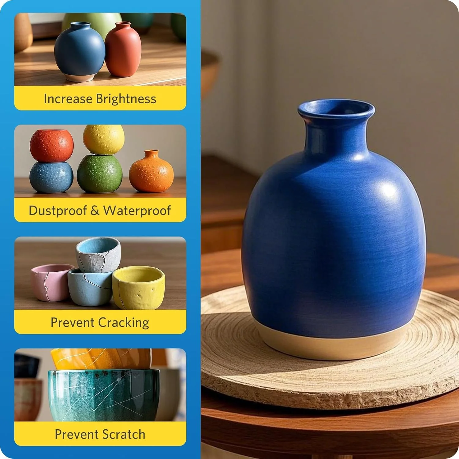 ورنی رسی Azonee، 120 میلی لیتر، مات، خشک شونده در هوا، درزگیر شفاف به همراه 2 قلم مو برای سفالگری، چوب، نقاشی های رنگ روغن، مقاوم در برابر خراش، ضد آب، مناسب برای آثار هنری (مات 120 میلی لیتر)