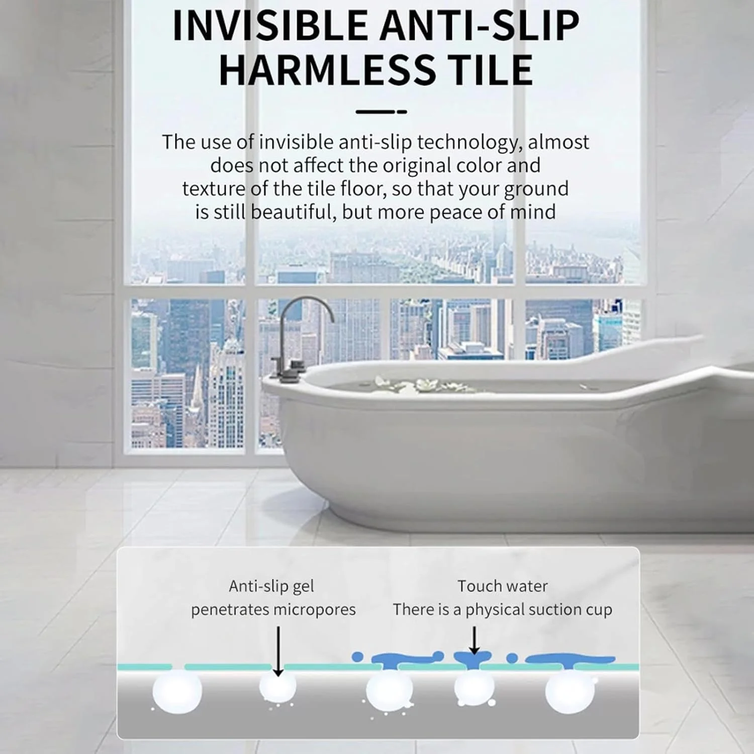 رنگ ضد لغزش وان حمام Azonee - پوشش ضد لغزش برای وان حمام، کف دوش و کاشی، رنگ ضد لغزش شفاف برای فایبرگلاس، کاشی، اکریلیک و شیشه، راه حل ایمنی وان حمام