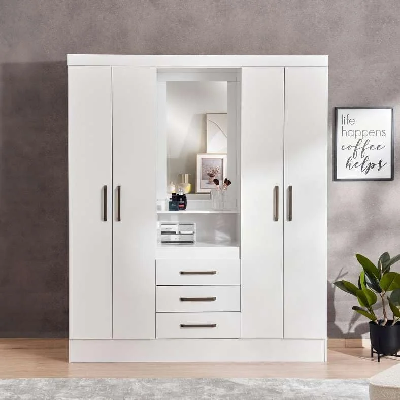 کمد لباس 4 درب کلین پان هوم با 3 کشو و آینه