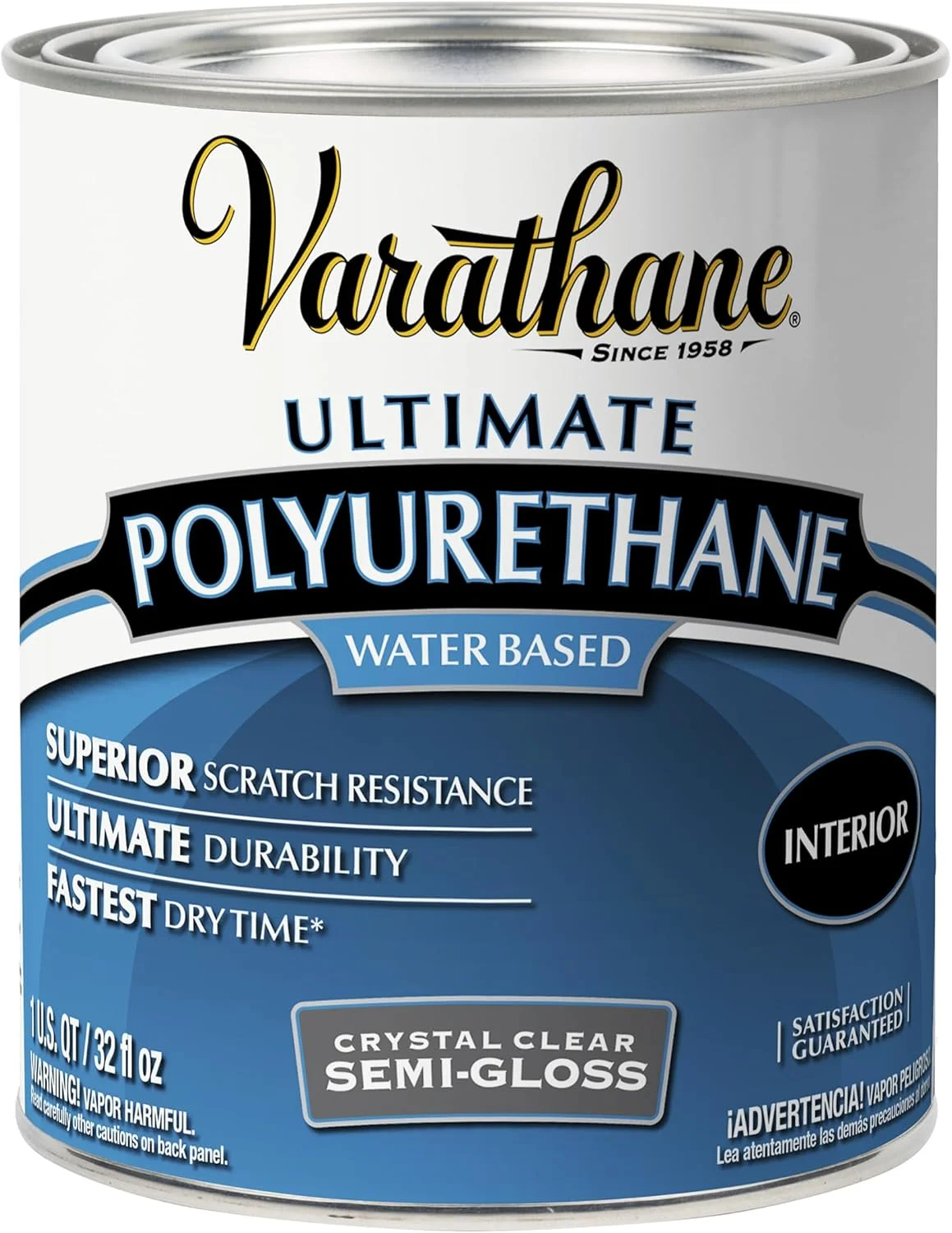 وارنیش پلی یورتان نهایی بر پایه آب Rust-Oleum Varathane - یک کوارت