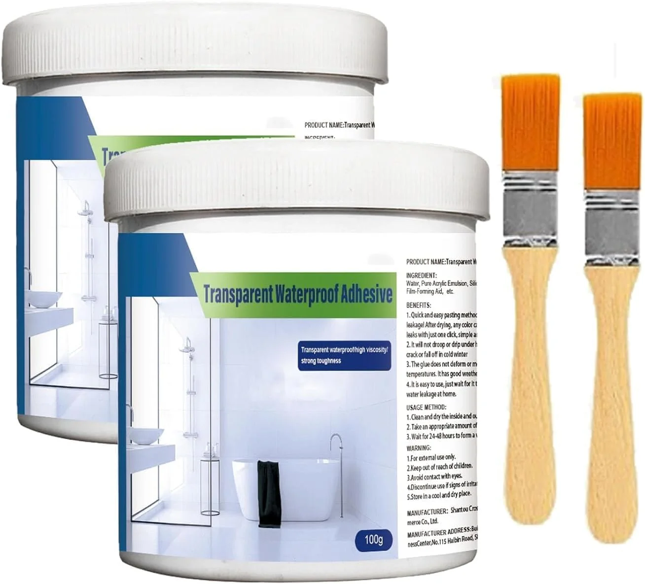 پوشش ضد آب شفاف، عامل ضد نشت فوق العاده قوی، درزگیر ضد آب نامرئی برای تعمیر نشتی، چسب ضد آب (100 گرم - 2 عدد)