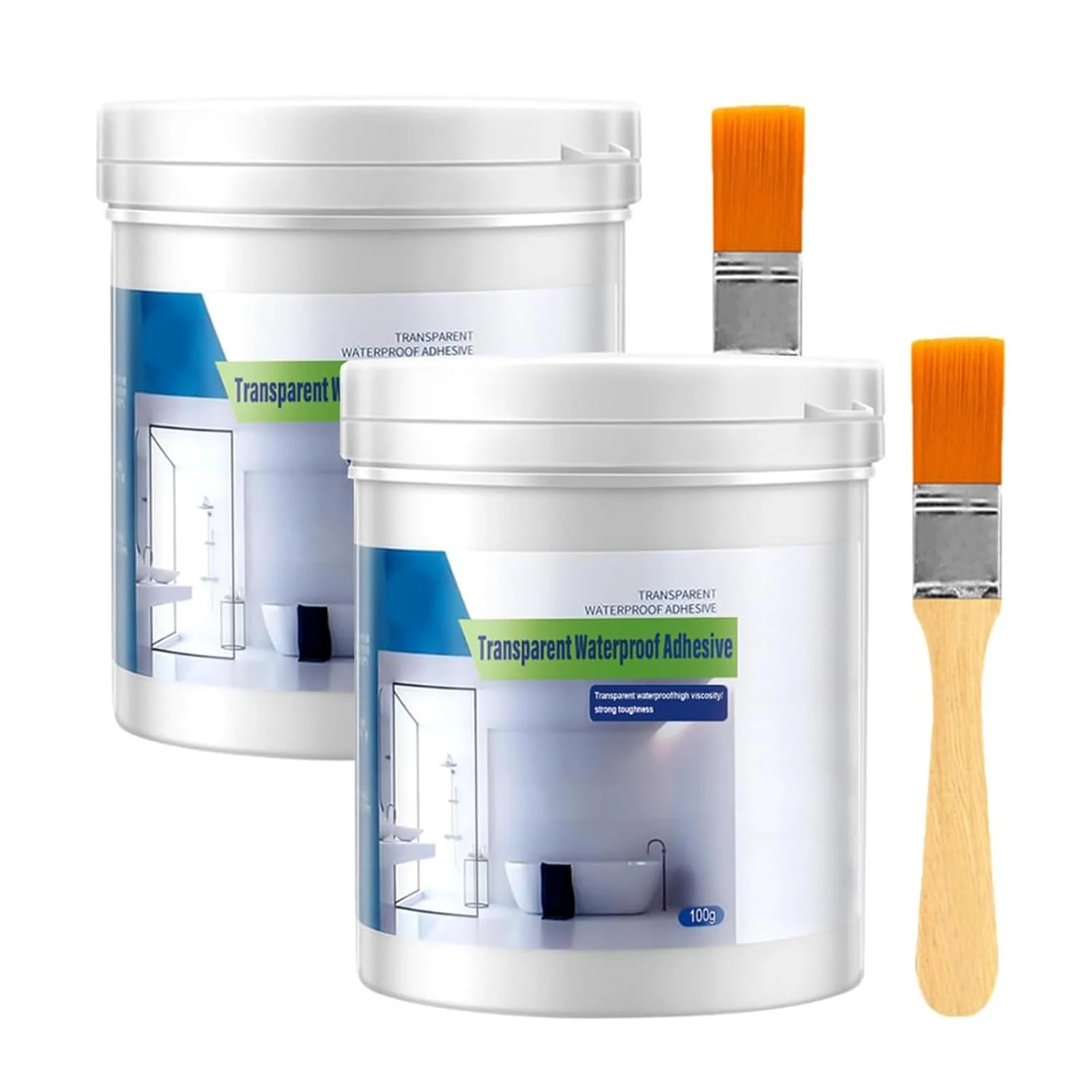 پوشش ضد آب شفاف، مقاوم در برابر آب نامرئی، مهر و موم ضد آب، بدون نفوذ آب از آجر، پوشش چسبنده قوی، چسب ضد آب تعمیر کننده شفاف (100ml*2 عدد)