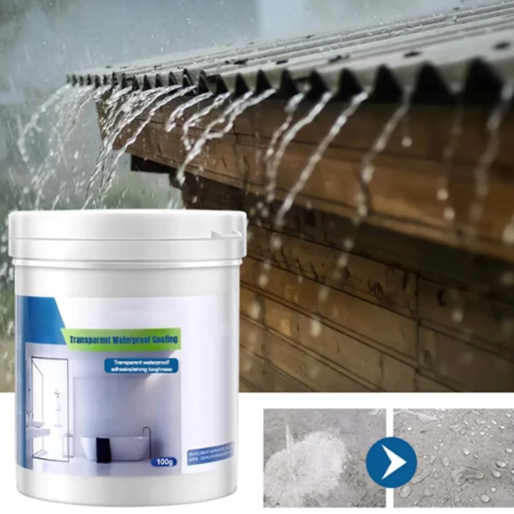 پوشش ضد آب شفاف، مقاوم در برابر آب نامرئی، مهر و موم ضد آب، بدون نفوذ آب از آجر، پوشش چسبنده قوی، چسب ضد آب تعمیر کننده شفاف (100ml*2 عدد)