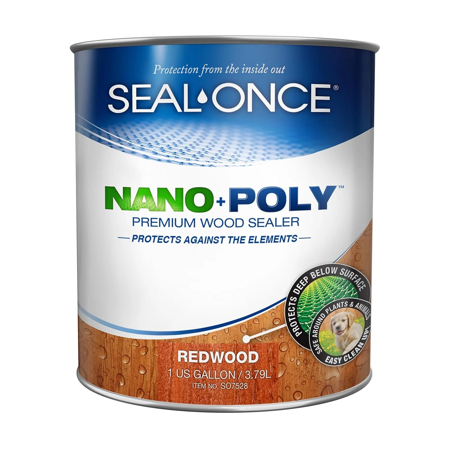 آب بندی کننده چوب نفوذی Seal-Once Nano+Poly با پلی یورتان - محافظ ضد آب ممتاز - 1 گالن و چوب سرخ