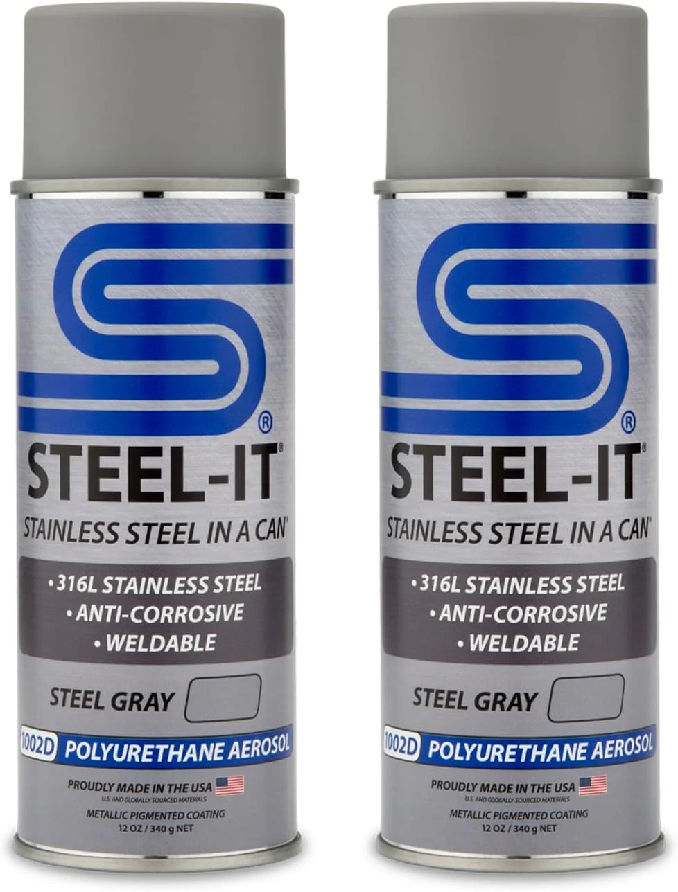 اسپری پلی یورتان استیل-ایت 1002D، پوشش رنگ صنعتی، قابلیت جوشکاری، استفاده آسان - خاکستری استیل (2 عدد)