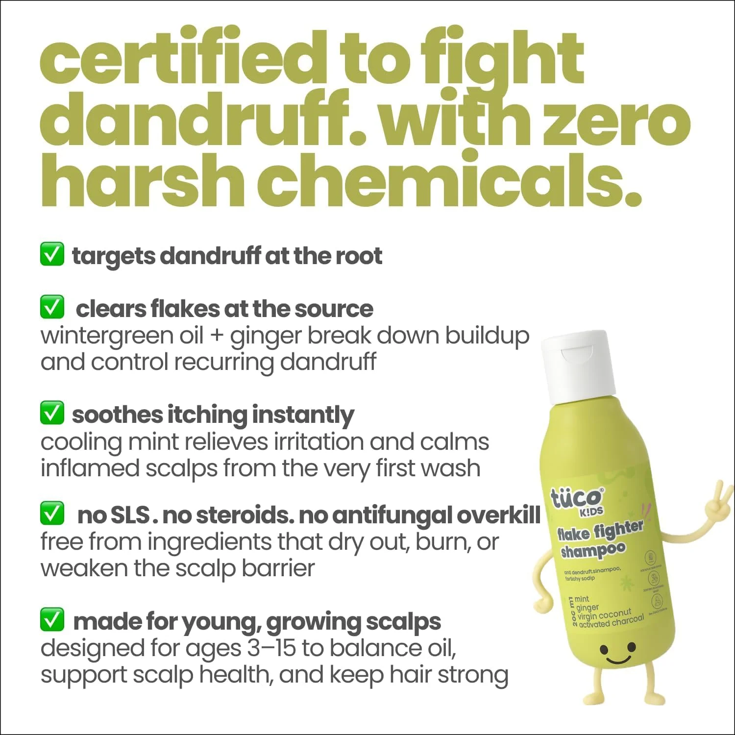 شامپو ضد شوره سر هوشمند کودکان توکو با وینترگرین، نعناع و زغال فعال، برای پوست سر خارش دار و موهای زبر، مراقبت ملایم روزانه مو برای سنین 2-10 سال - 200 میلی لیتر (بسته 1 عددی)