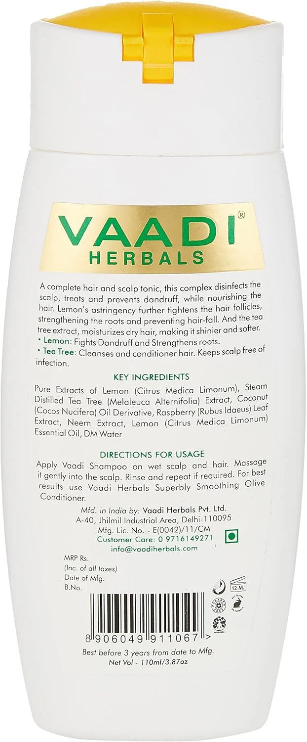 شامپو ضد شوره سر وادی هربالز با عصاره لیمو و درخت چای، 110 میلی لیتر