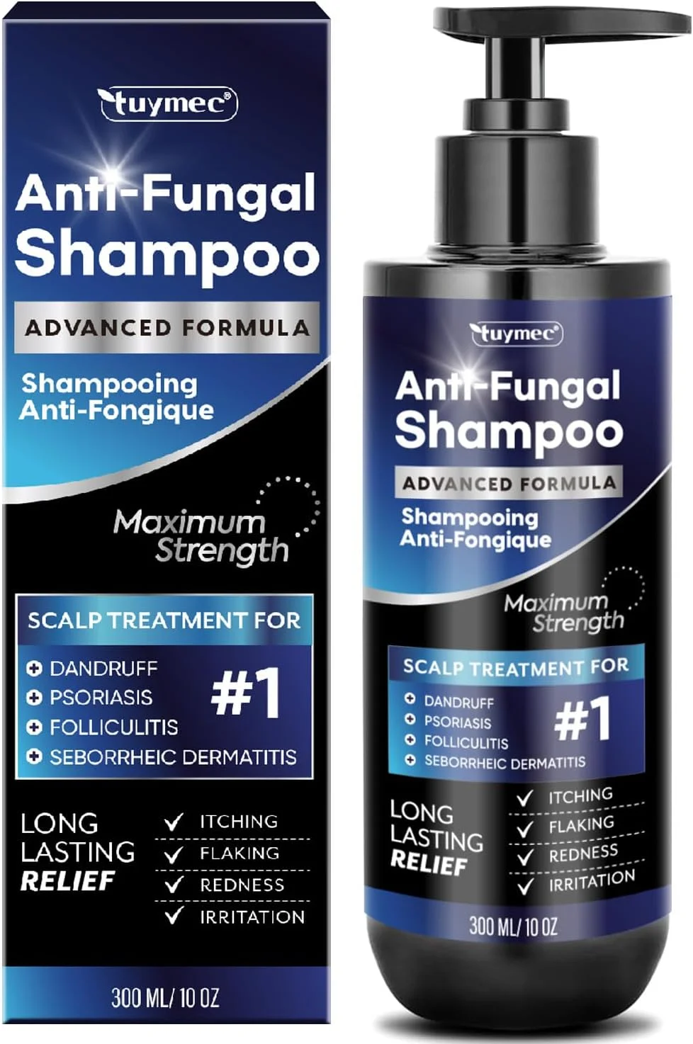 شامپو پسوریازیس Tuymec، شامپو درماتیت سبورئیک و فولیکولیت، ضد قارچ و ضد شوره سر برای آقایان و بانوان 300 میلی لیتر.