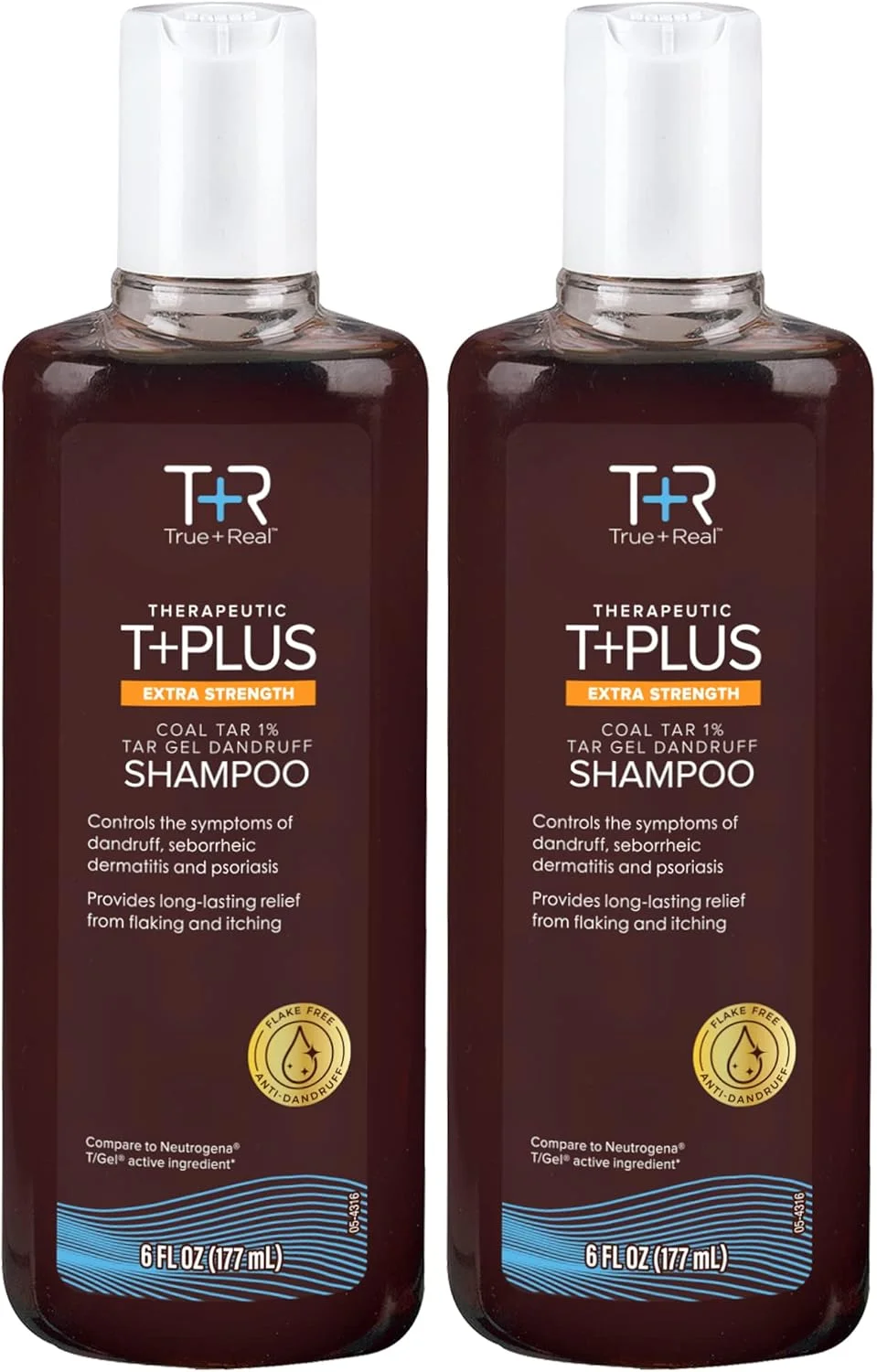 شامپو ضد شوره سر True+Real Therapeutic Plus Tar Gel با قدرت فوق العاده حاوی 1% قطران زغال سنگ، 177 میلی لیتر (بسته 2 عددی)