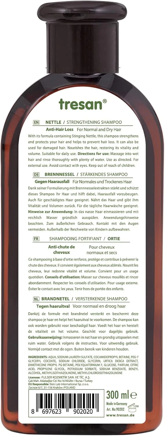 شامپو تقویت کننده موهای معمولی و خشک گزنه ترسان - آبرسانی روزانه، سم زدایی، شامپو ضد ریزش مو، ضد شوره و وز، بدون پارابن و گلوتن، 2 عدد 300 میلی لیتر