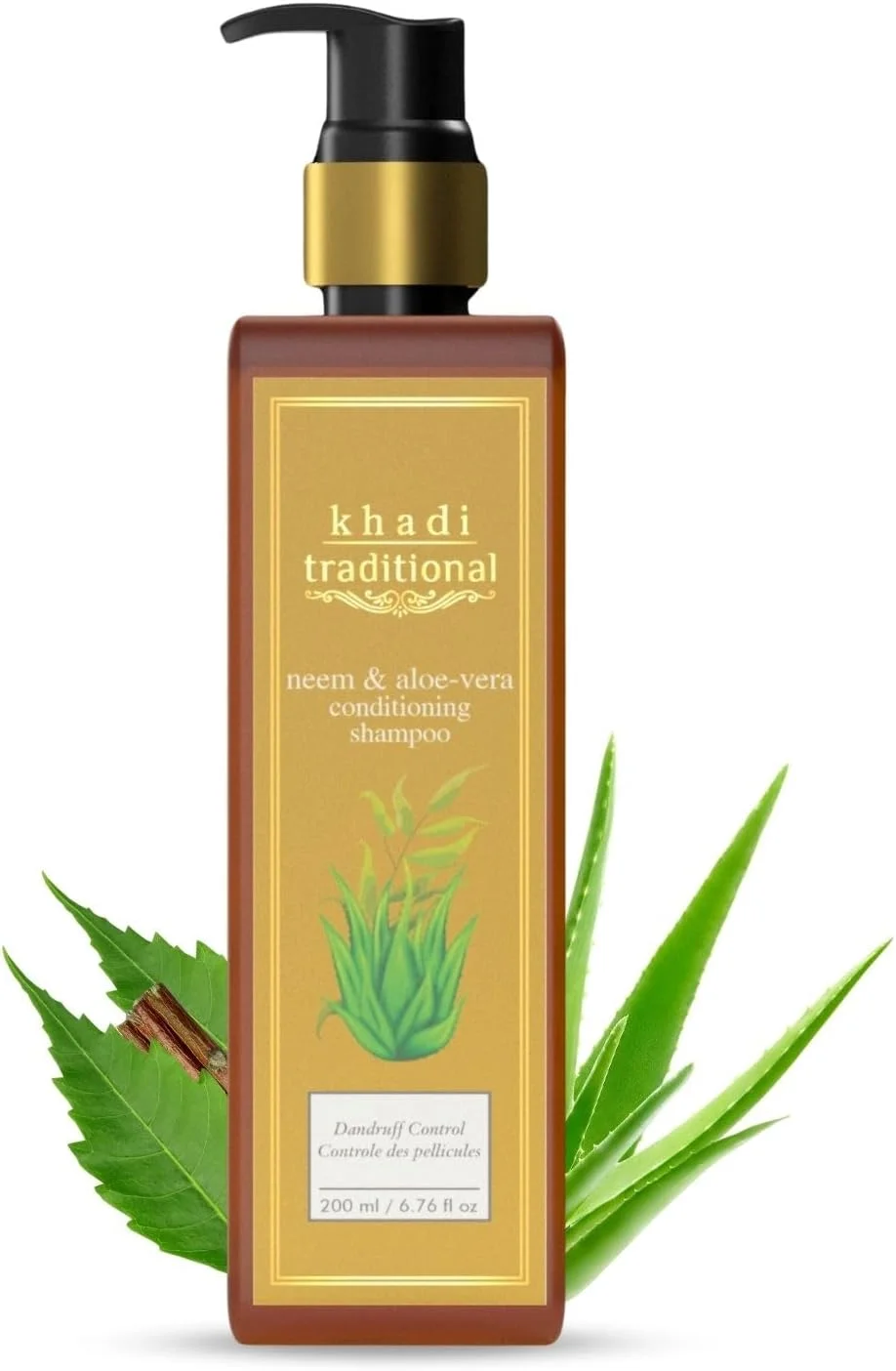 شامپو ضد شوره ممتاز سنتی خادی برای زنان و مردان، بدون سولفات و پارابن، شامپو طبیعی آلوئه ورا و چریش برای استفاده روزانه، کمک به تسکین پوست سر و تقویت مو، 200 میلی لیتر