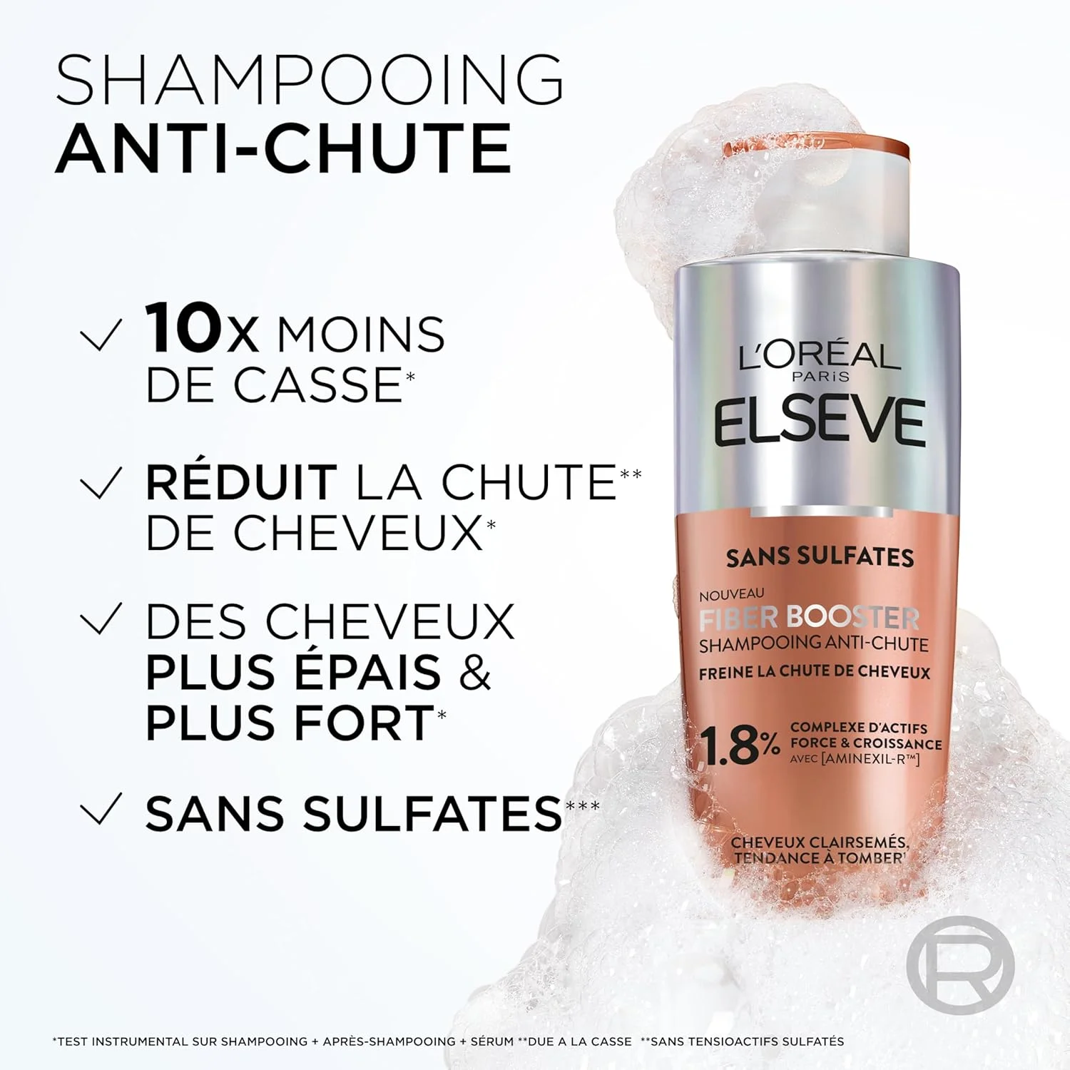 شامپو تقویت کننده فیبر مو لورآل پاریس Elseve برای ریزش مو، مناسب موهای نازک، بدون سولفات، جلوگیری از ریزش مو و افزایش تراکم، غنی شده با آمینکسیل-آر، برای آقایان و بانوان، 2