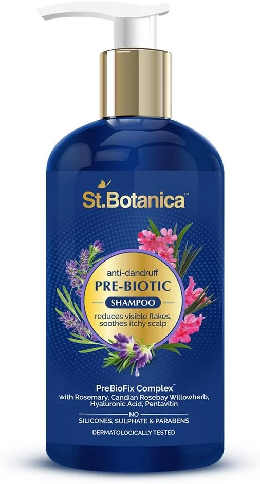 شامپو پری بیوتیک ضد شوره سر سنت بوتانیکا 300 میلی لیتر مناسب آقایان و بانوان حاوی کمپلکس PreBioFix برای کاهش شوره های قابل مشاهده، تسکین خارش پوست سر و آبرسانی | بدون پارابن | بدون تست حیوانی و وگان | بدون سولفات