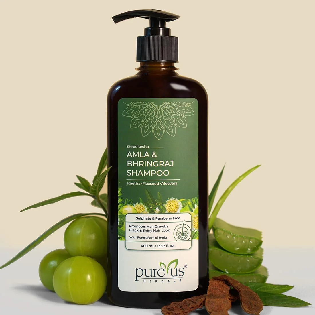 شامپو گیاهی شری کشا آملا برینگراج PUREUS Herbals برای ریزش مو، رشد مو، کنترل شوره سر و موهای مشکی براق | برای زنان و مردان (450 میلی لیتر)، 490 گرم شامپو گیاهی شری کشا آملا برینگراج PUREUS Herbals برای ریزش مو، رشد مو، کنترل شوره سر و موهای مشکی براق | برای زنان و مردان (450 میلی لیتر)، 490 گرم