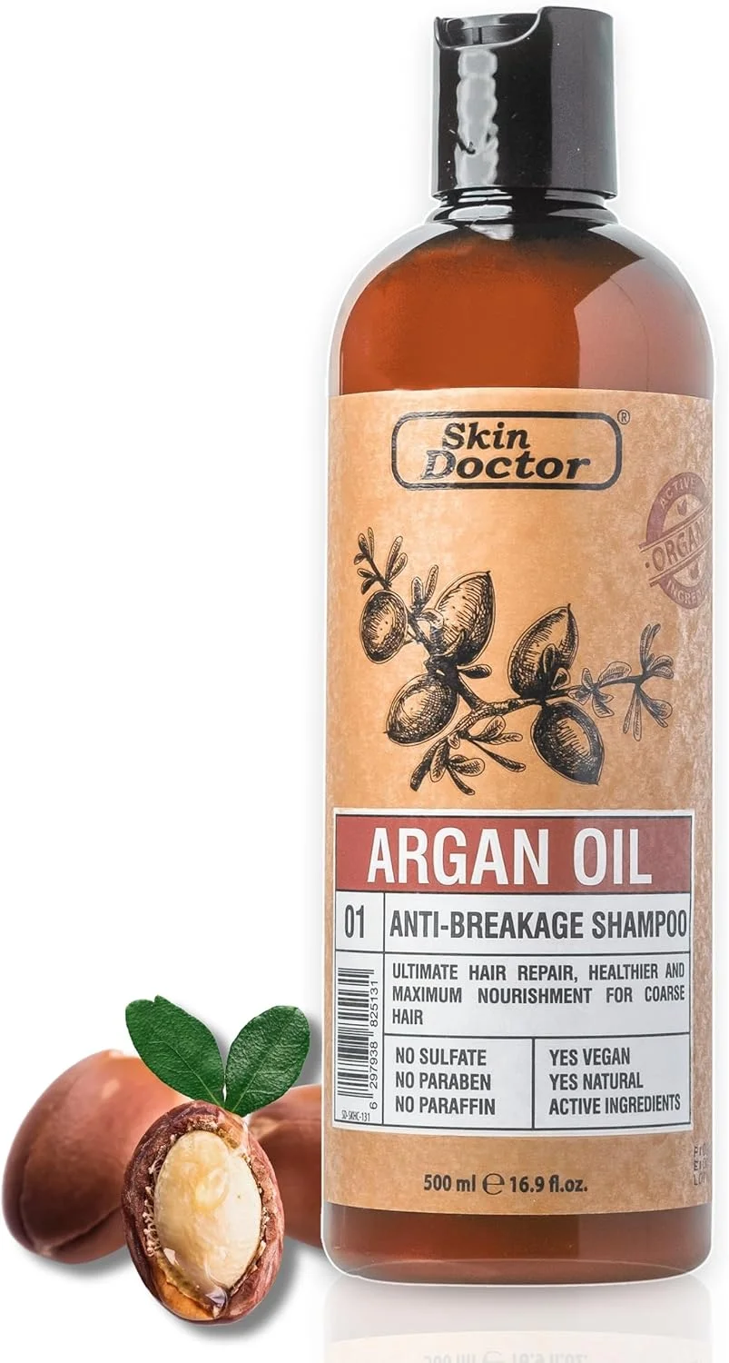 شامپو روغن آرگان ضد شکستگی مو Skin Doctor، مراقبت از مو بدون سولفات - آبرسانی فوق العاده و مراقبت ضد پیری مو، 500 میلی لیتر شامپو روغن آرگان ضد شکستگی مو Skin Doctor، مراقبت از مو بدون سولفات - آبرسانی فوق العاده و مراقبت ضد پیری مو، 500 میلی لیتر