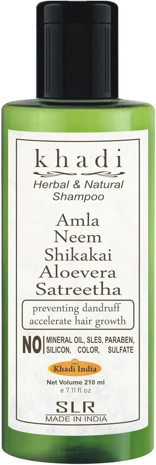 شامپو ضد شوره و تقویت کننده مو SLR Khadi Amla Neem Shikakai Aloevera Satritha، فاقد SLS و پارابن - 210 میلی لیتر شامپو ضد شوره و تقویت کننده مو SLR Khadi Amla Neem Shikakai Aloevera Satritha، فاقد SLS و پارابن - 210 میلی لیتر