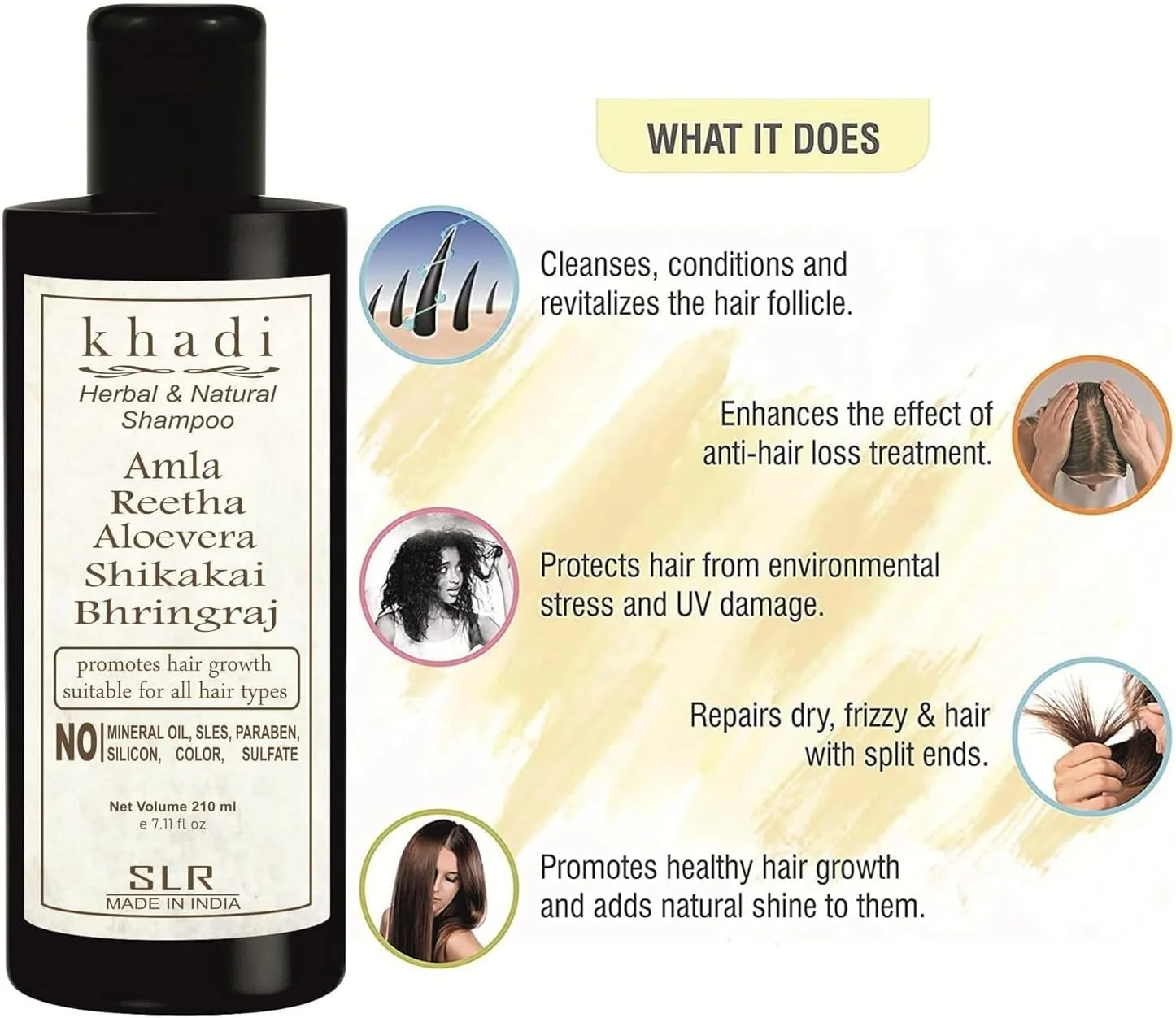 شامپو خادی آمله، ریتا، آلوئه ورا، شیکاکای و برینگراج SLR - ضد ریزش مو و ضد شوره، فاقد SLS و پارابن - 210 میلی لیتر (بسته 2 عددی)