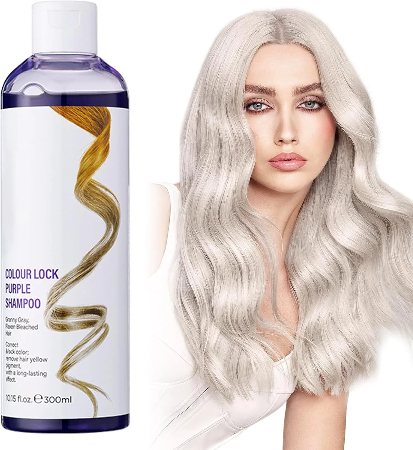 شامپو نقره ای و بنفش Xiquzal، شامپو تونینگ پلاتینیوم 300 میلی لیتری، برای موهای بلوند، نقره ای، خاکستری، سفید، پلاتینیوم، ضد زردی و از بین برنده تناژهای زرد (01)