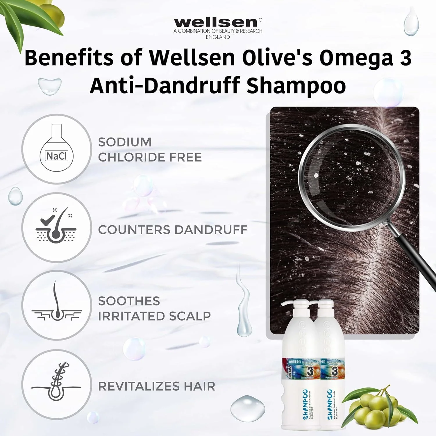 ولسن CKNV 3 - شامپو ضد شوره امگا 3 زیتون | شامپو تسکین دهنده و مرطوب کننده ضد شوره با پروتئین طبیعی، شوره سر را از بین می برد و پوست سر شما را تسکین می دهد 1000 میلی لیتر ولسن CKNV 3 - شامپو ضد شوره امگا 3 زیتون | شامپو تسکین دهنده و مرطوب کننده ضد شوره با پروتئین طبیعی، شوره سر را از بین می برد و پوست سر شما را تسکین می دهد 1000 میلی لیتر