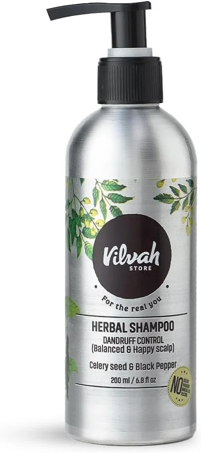 شامپو گیاهی ویلوه استور برای کنترل شوره سر، شامپو ضد شوره، تسکین خارش ناشی از شوره سر، تسکین دهنده پوست سر و تغذیه کننده مو، فاقد SLS و پارابن، برای آقایان و بانوان، 200 میلی لیتر