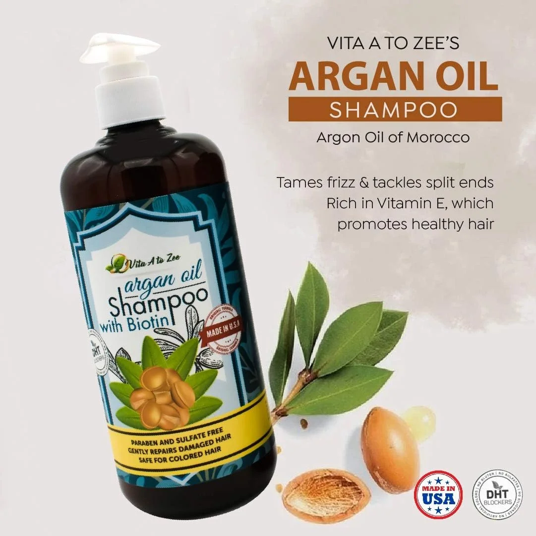 شامپو روغن آرگان مراکشی و بیوتین ویتا آ تو زی (500 میلی لیتر) | فرمول با قدرت حرفه ای | ترمیم طبیعی مو، درمان مرطوب کننده برای موهای خشک و آسیب دیده | مسدود کننده DHT و ضد ریزش مو شامپو روغن آرگان مراکشی و بیوتین ویتا آ تو زی (500 میلی لیتر) | فرمول با قدرت حرفه ای | ترمیم طبیعی مو، درمان مرطوب کننده برای موهای خشک و آسیب دیده | مسدود کننده DHT و ضد ریزش مو