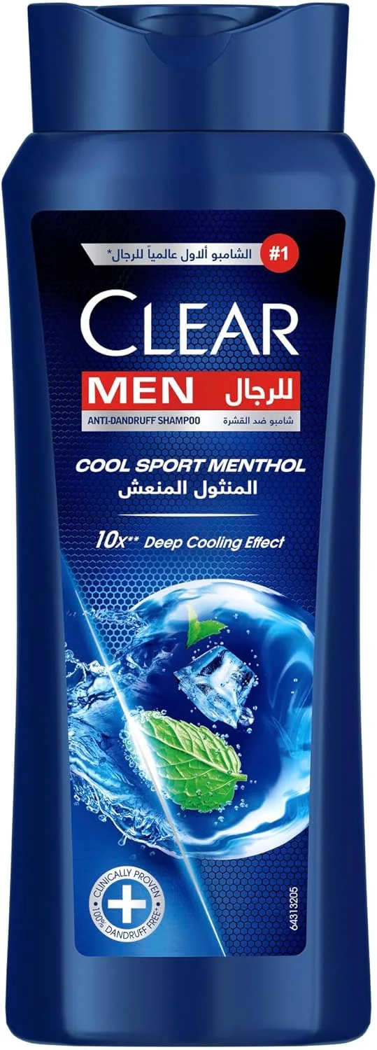 شامپو کلیر مردانه، شامپو ضد شوره، کول اسپورت منتول، موهای 100% بدون شوره و پوست سر تغذیه شده، 600 میلی لیتر