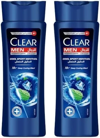 شامپو کلیر مردانه، شامپو ضد شوره، Cool Sport Menthol، موهای 100% بدون شوره و پوست سر تغذیه شده، 200 میلی لیتر (بسته 2 عددی)
