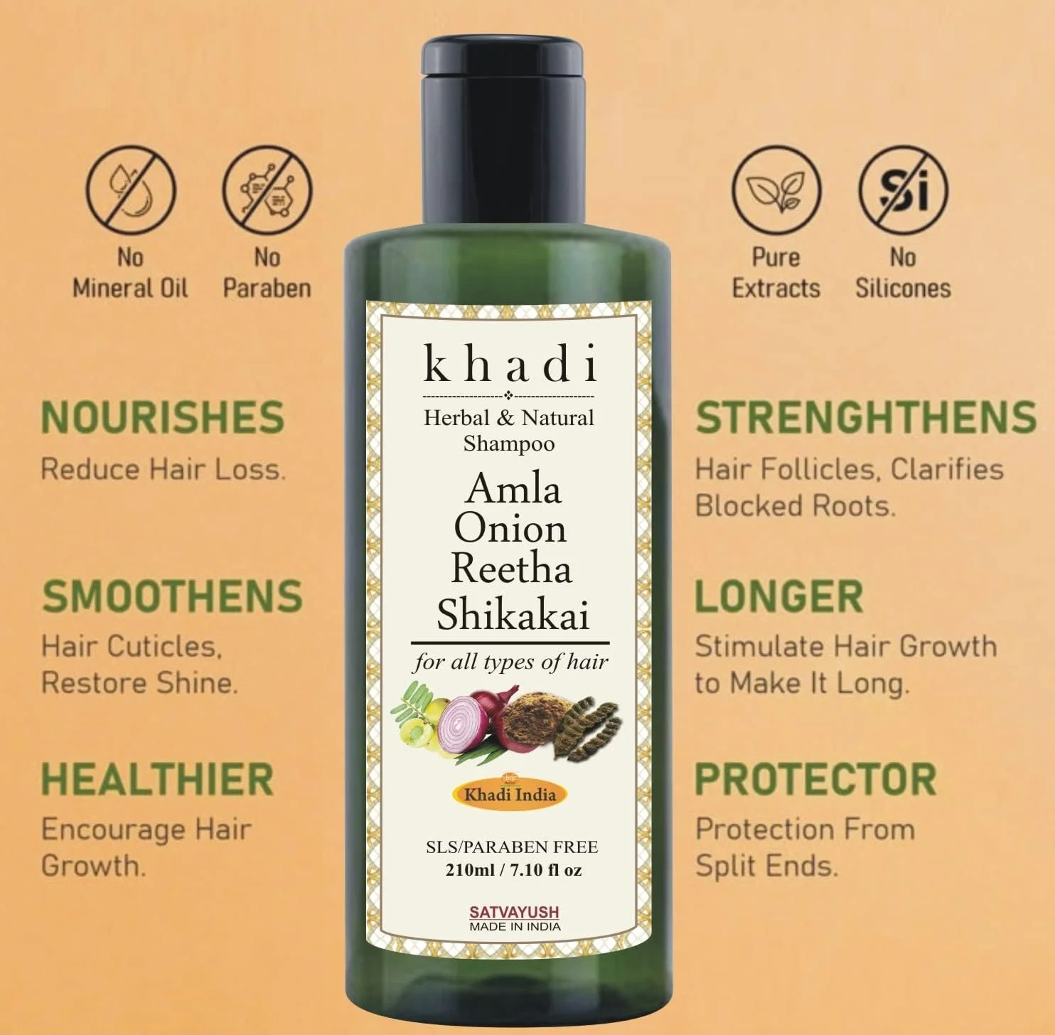 شامپو گیاهی آیورودیک ساتوایوش خادی آملا پیاز ریتا شیکاکای بدون SLS و پارابن، ضد شوره سر - 210 میلی لیتر (بسته 1 عددی) شامپو گیاهی آیورودیک ساتوایوش خادی آملا پیاز ریتا شیکاکای بدون SLS و پارابن، ضد شوره سر - 210 میلی لیتر (بسته 1 عددی)