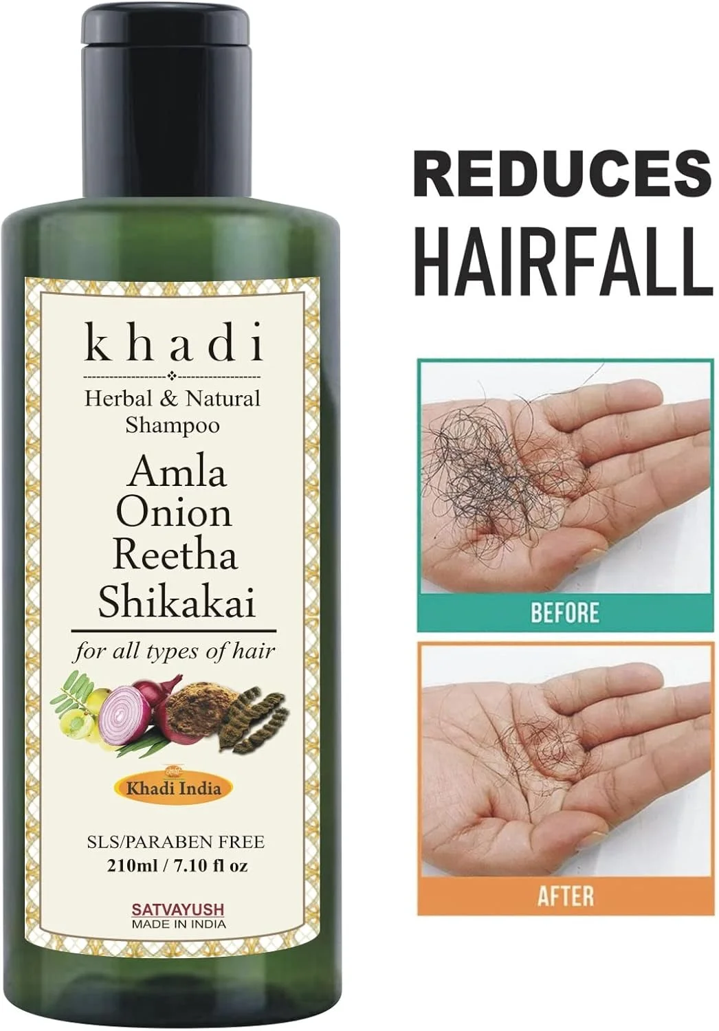 شامپو گیاهی آیورودیک ساتوایوش خادی آملا پیاز ریتا شیکاکای بدون SLS و پارابن، ضد شوره سر - 210 میلی لیتر (بسته 1 عددی) شامپو گیاهی آیورودیک ساتوایوش خادی آملا پیاز ریتا شیکاکای بدون SLS و پارابن، ضد شوره سر - 210 میلی لیتر (بسته 1 عددی)