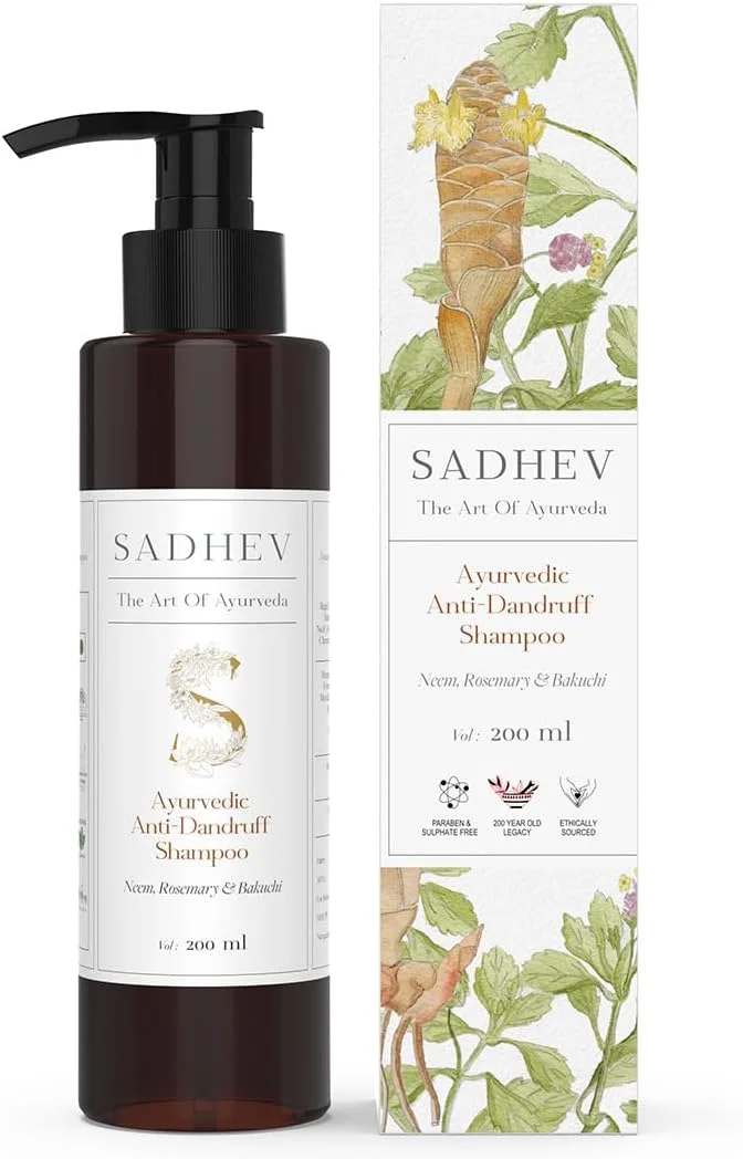 شامپو ضد شوره سر آیورودیک سادِو با عصاره های نیم، رزماری و باکوچی - 200 میلی لیتر (تک عددی)