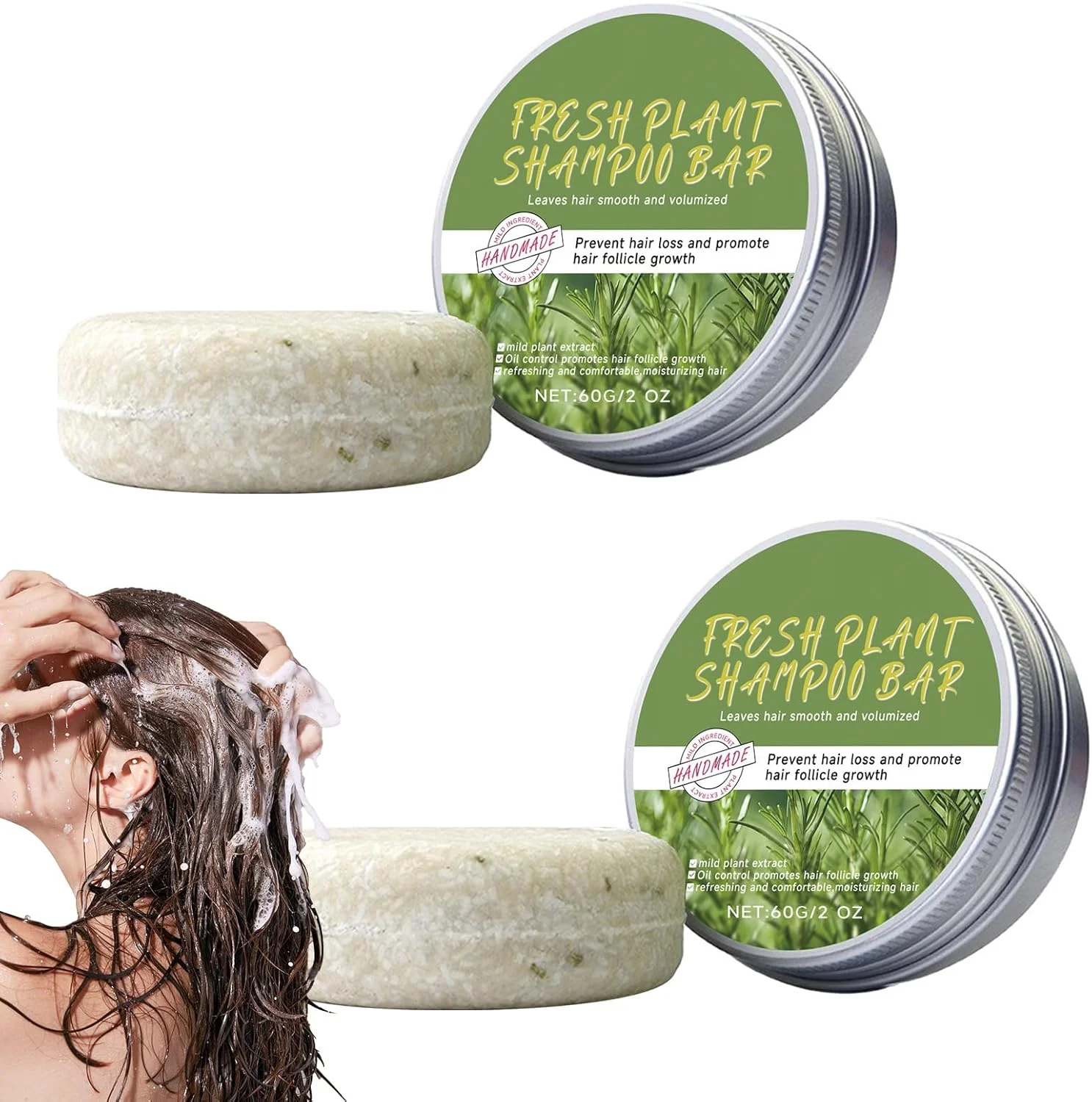 شامپو بار رزماری جامد، 2 عدد، شامپو جامد طبیعی برای موهای چرب و خشک، مراقبت مغذی مو، مناسب برای مسافرت شامپو بار رزماری جامد، 2 عدد، شامپو جامد طبیعی برای موهای چرب و خشک، مراقبت مغذی مو، مناسب برای مسافرت