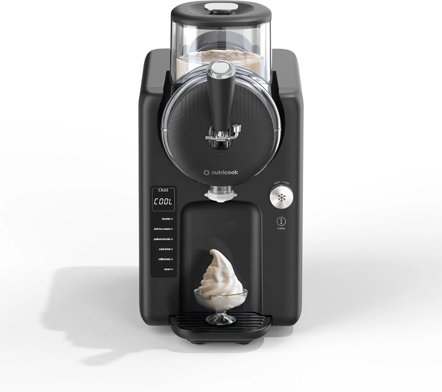 دستگاه بستنی ساز نوتری کوک فراست - دستگاه 2 در 1 برای بستنی نرم و اسلش با کمپرسور داخلی | 6 حالت تهیه دسر یخ زده، 7 تنظیمات بافت، ظرفیت 1.8 لیتر | دستگاه بستنی فوری، بدون نیاز به پیش انجماد دستگاه بستنی ساز نوتری کوک فراست - دستگاه 2 در 1 برای بستنی نرم و اسلش با کمپرسور داخلی | 6 حالت تهیه دسر یخ زده، 7 تنظیمات بافت، ظرفیت 1.8 لیتر | دستگاه بستنی فوری، بدون نیاز به پیش انجماد